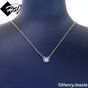 925 STERLING SILVER GEMSTONE PENDANT NECKLACE*WN10